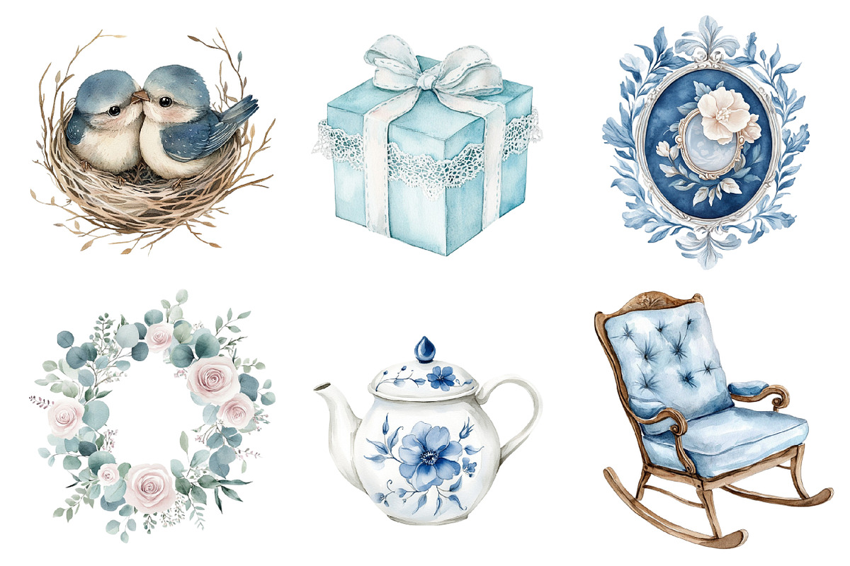 Vintage Muted Blue Mother's Day PNG, an Illustration by SinaCreation (Photo 2 of 5)