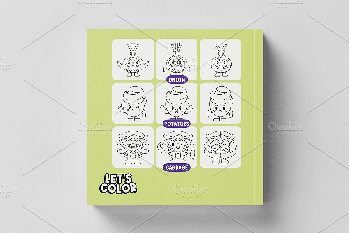 Kawaii Veggies Coloring Book 03, an Education Illustration by MEDZ (Photo 2 of 3)