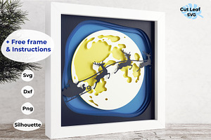 Santa SVG 3d Shadow box, Christmas