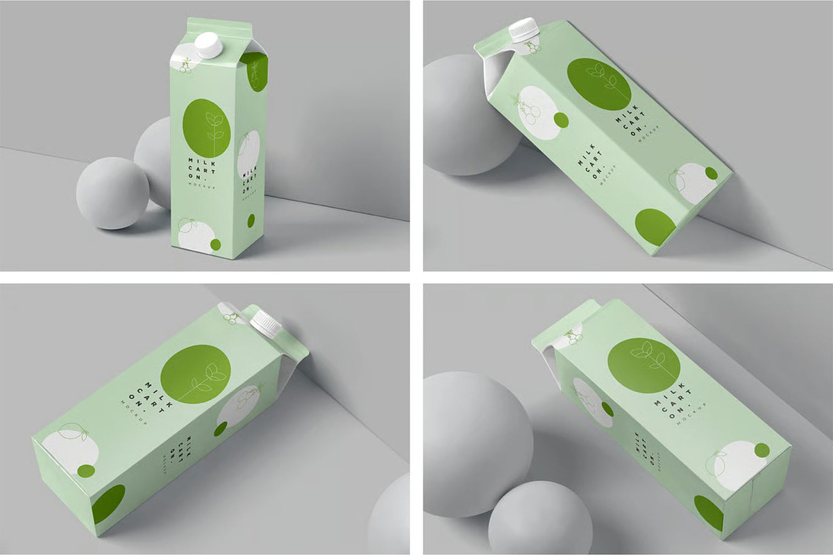Litre Milk Carton Mockups, a Packaging Mockup by megostudi0 (Photo 1 of 6)