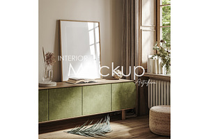 Frame mockup in home interior, a Print Template by Artjafara