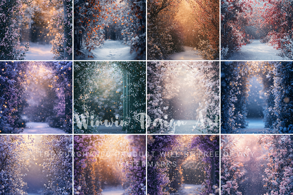 Snowfall Floral Portrait Backdrop, a Background Photo by Winwin Design Art (Photo 6 of 7)