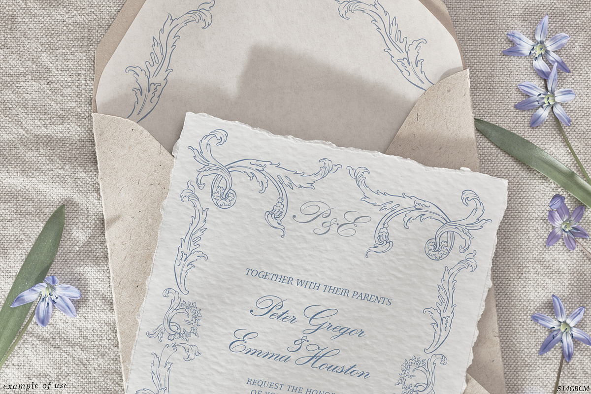 Baroque wedding invitation clip art, a Decorative Illustration by GrafikBoutique (Photo 7 of 9)