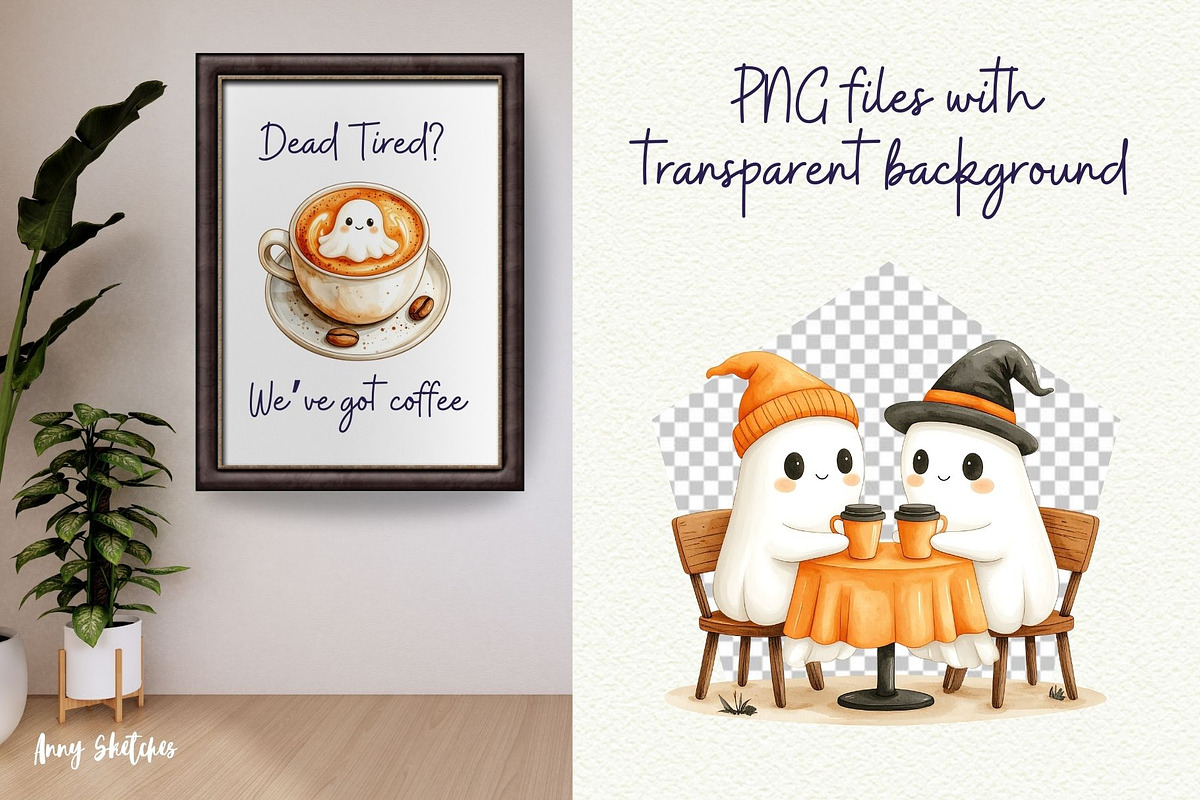 Cute Ghost Cafe, a Seasonal Illustration by Anna Design Studio (Photo 5 of 13)