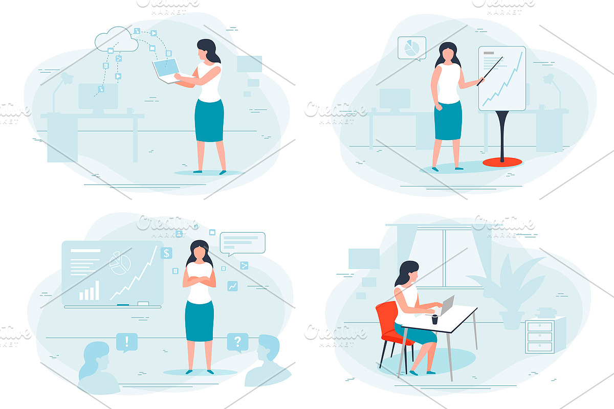 Vector Business People Illustrations, a Background Graphic by Tashal (Photo 2 of 5)