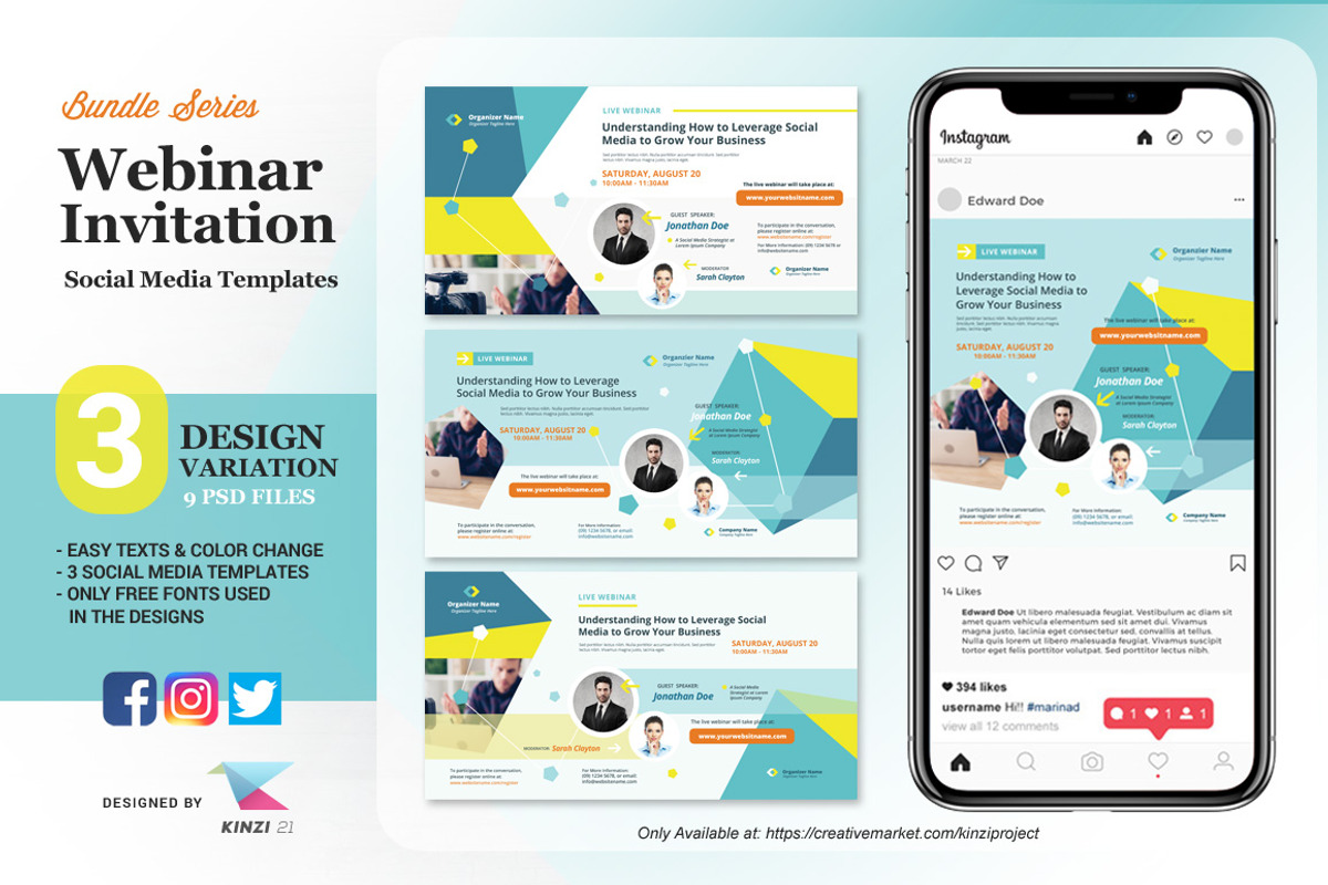Webinar Invitation Social Media Pack, a Social Media Template by kinzi21 (Photo 1 of 4)