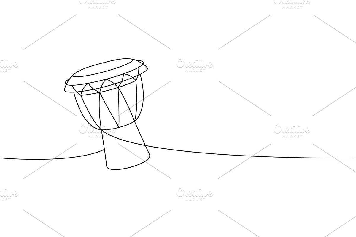 Djembe drum, bongo, congo one line, an Object Illustration by GraphiShop