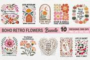 Boho Retro Flowers Quotes Bundle, an Illustration by Actual Pixel (Thumbnail 1 of 12)