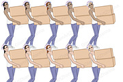 Moving Girls Clipart, a Transportation Illustration by GlamArtZhanna (Thumbnail 4 of 6)