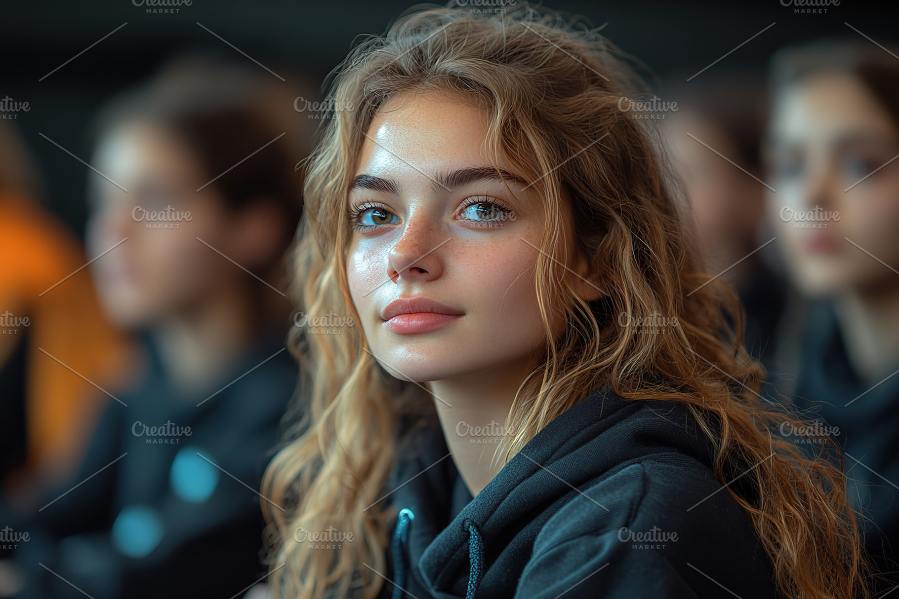Young beautiful woman in black pullover, a Photo by AlyaAnd