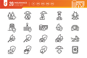 Insurance elements icon set