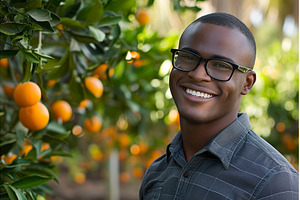 Smiling African man stands next to, a Nature Photo by Lermont51