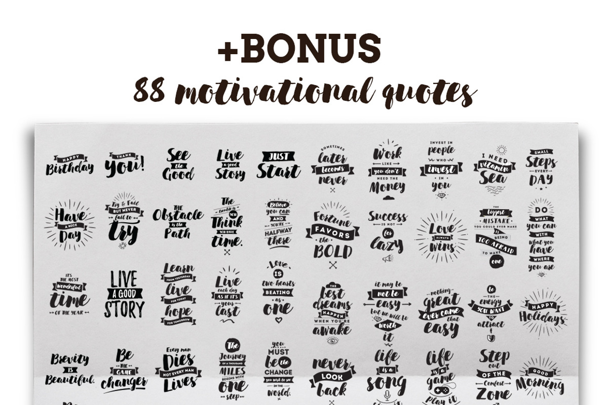 42 typography cards +bonus 88 quotes, a Decorative Illustration by pa3x (Photo 3 of 9)