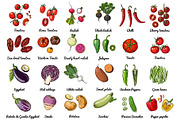 Vector food: vegetables and fruits, a Food Illustration by irina.vaneeva (Thumbnail 8 of 16)