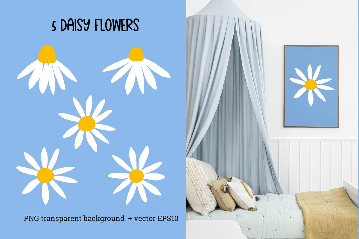 Daisy Flower Pattern Digital Paper, a Pattern Graphic by AvaAva (Photo 4 of 21)
