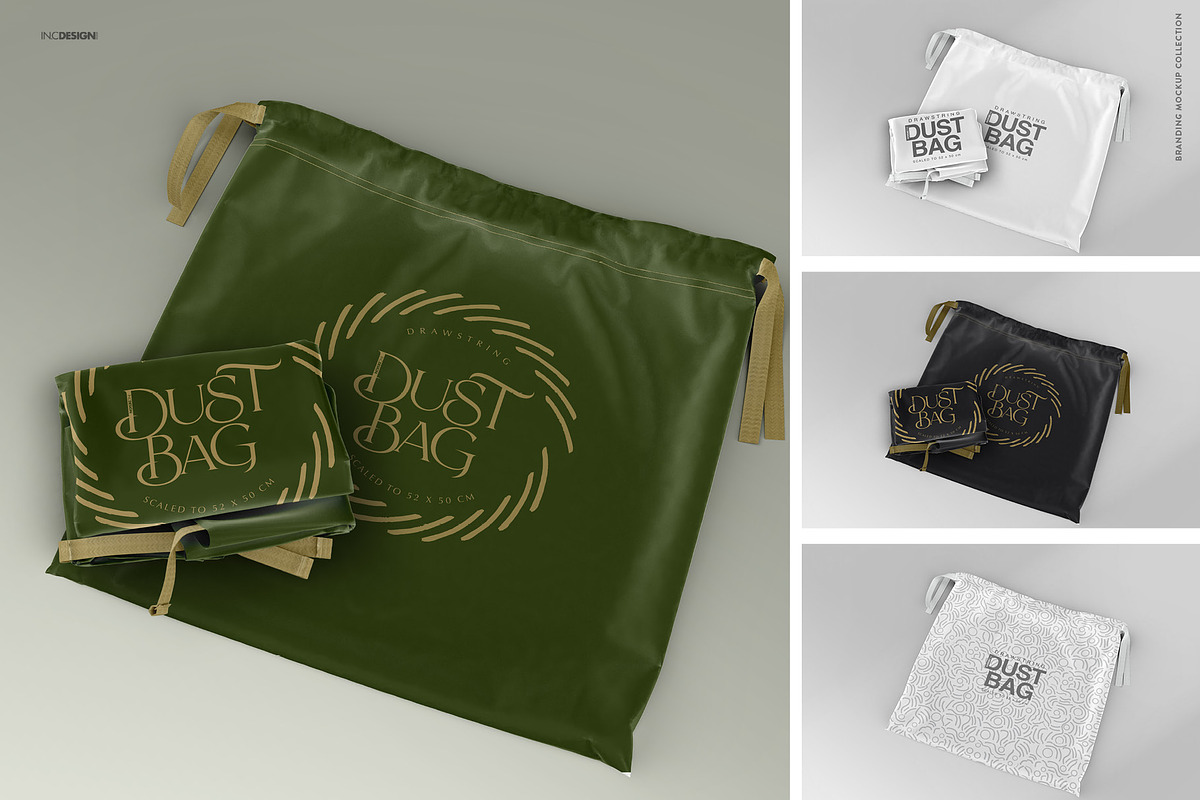Drawstring Dust Bag Packaging Mockup, a Packaging Mockup by INCDesign (Photo 2 of 9)