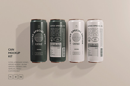 Aluminium Drink Can Mockup Kit, a Packaging Mockup by Catkie - Digital Art