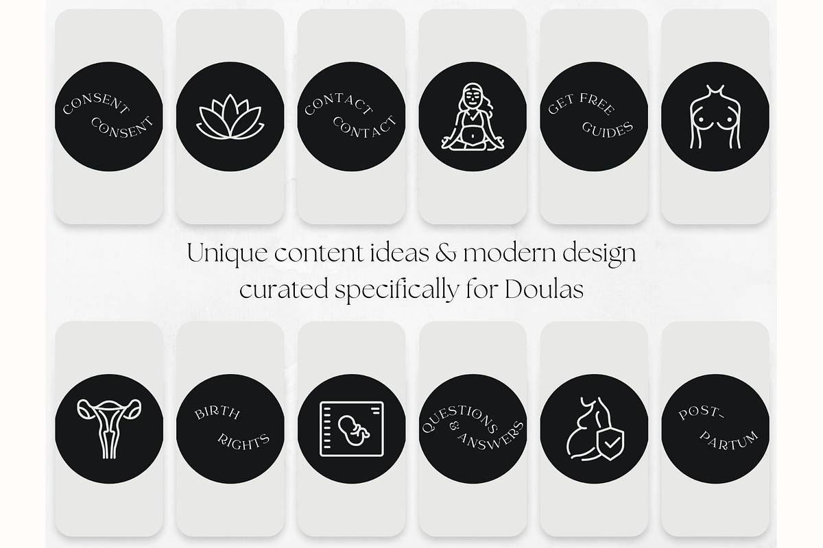 75 Doula Istagram Highlights Dark, a Social Media Template by PatternLab. (Photo 4 of 9)
