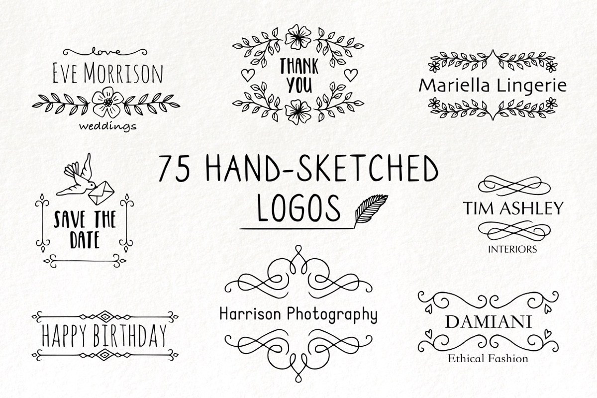 75 Hand-Sketched Logos, a Branding & Logo Template by Franzi draws (Photo 1 of 5)
