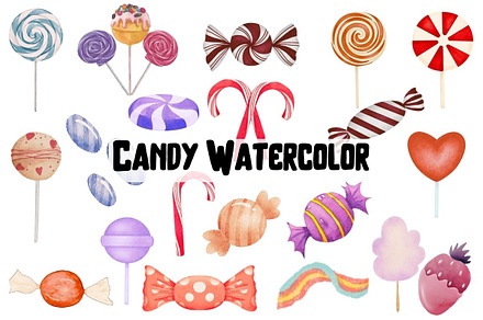 Watercolor Candy Clipart, a Food Illustration by Awieee1