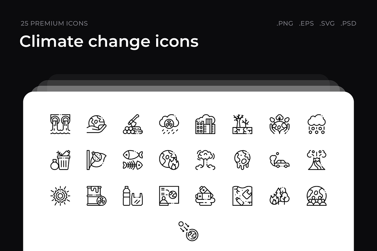 Climate change icons, an Outline Icon by Wencory