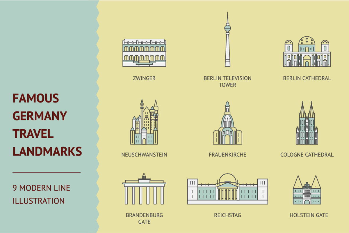Famous Germany travel landmarks, an Object Graphic by flatart (Photo 1 of 4)