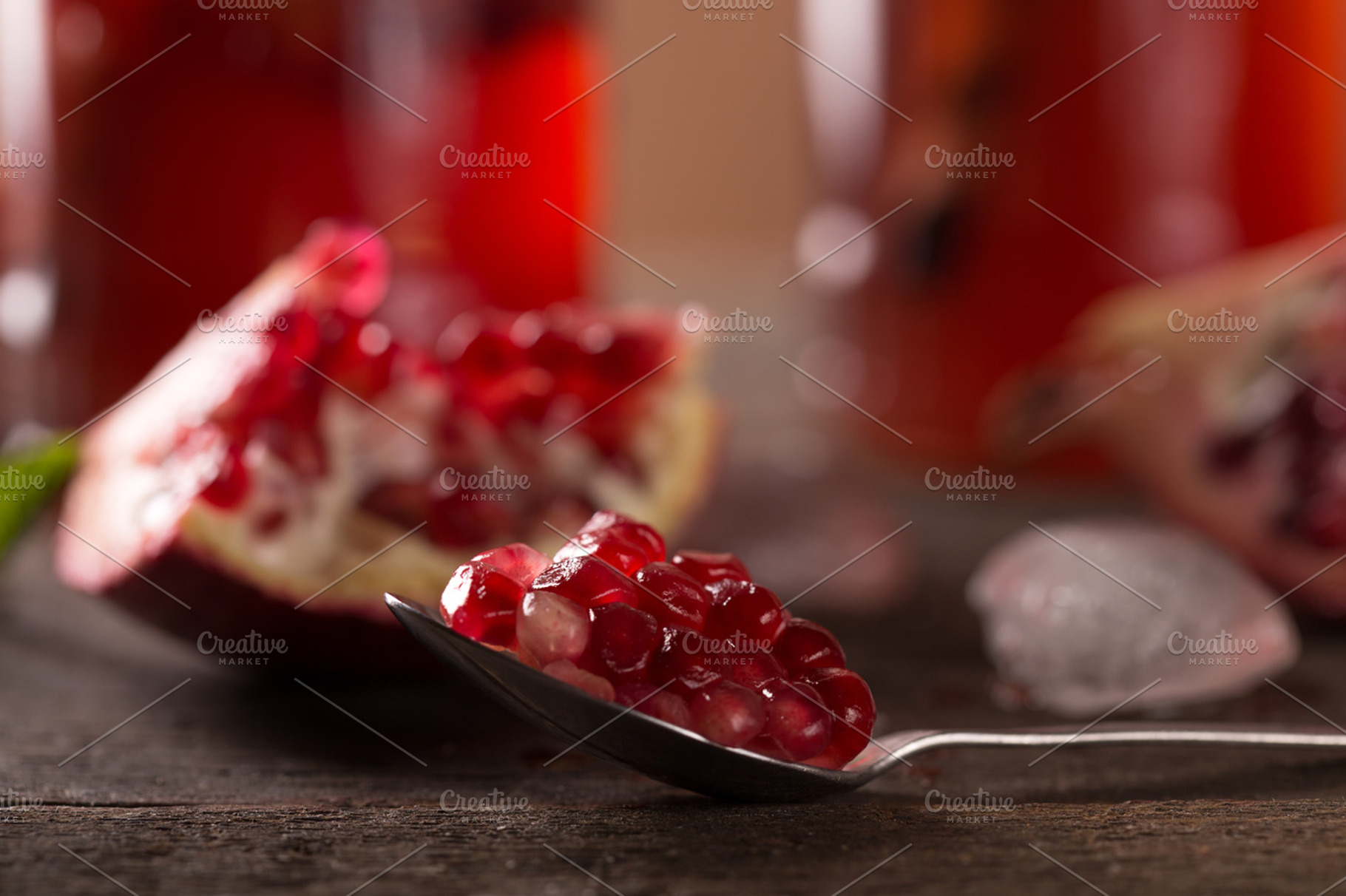 Pomegranate containing agriculture, background, and cocktail, a Food & Drink Photo by peterzsuzsa