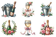 Watercolor Vintage Champagne Clipart, an Illustration by DreamArtGraphic (Thumbnail 4 of 4)