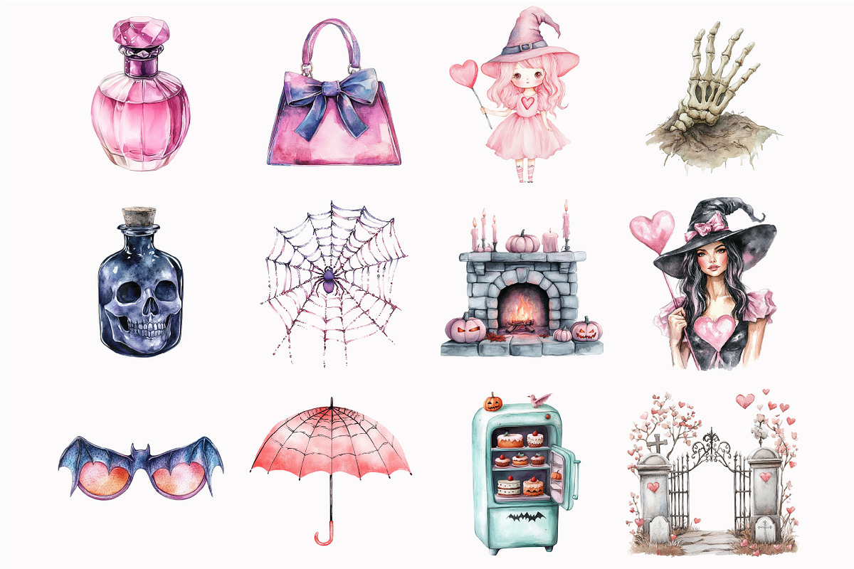 Watercolor Pretty Haunting Clipart, an Illustration by Design Market (Photo 3 of 5)