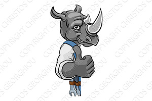 Rhino Plumber Mechanic Handyman, an Animal Illustration by Christos Georghiou