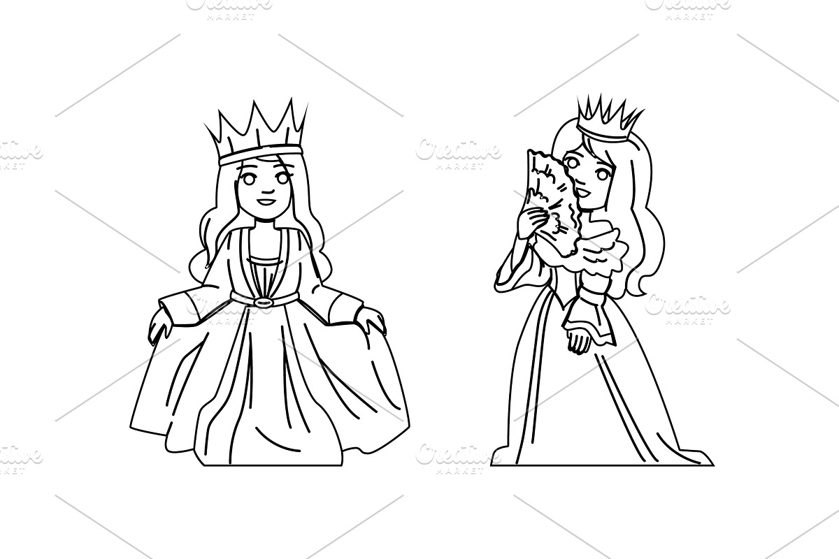 little queen kid girl vector, a Person Illustration by pikepicture