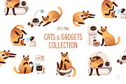 Cats & Gadgets Collection, an Animal Illustration by vik.stock (Thumbnail 1 of 6)