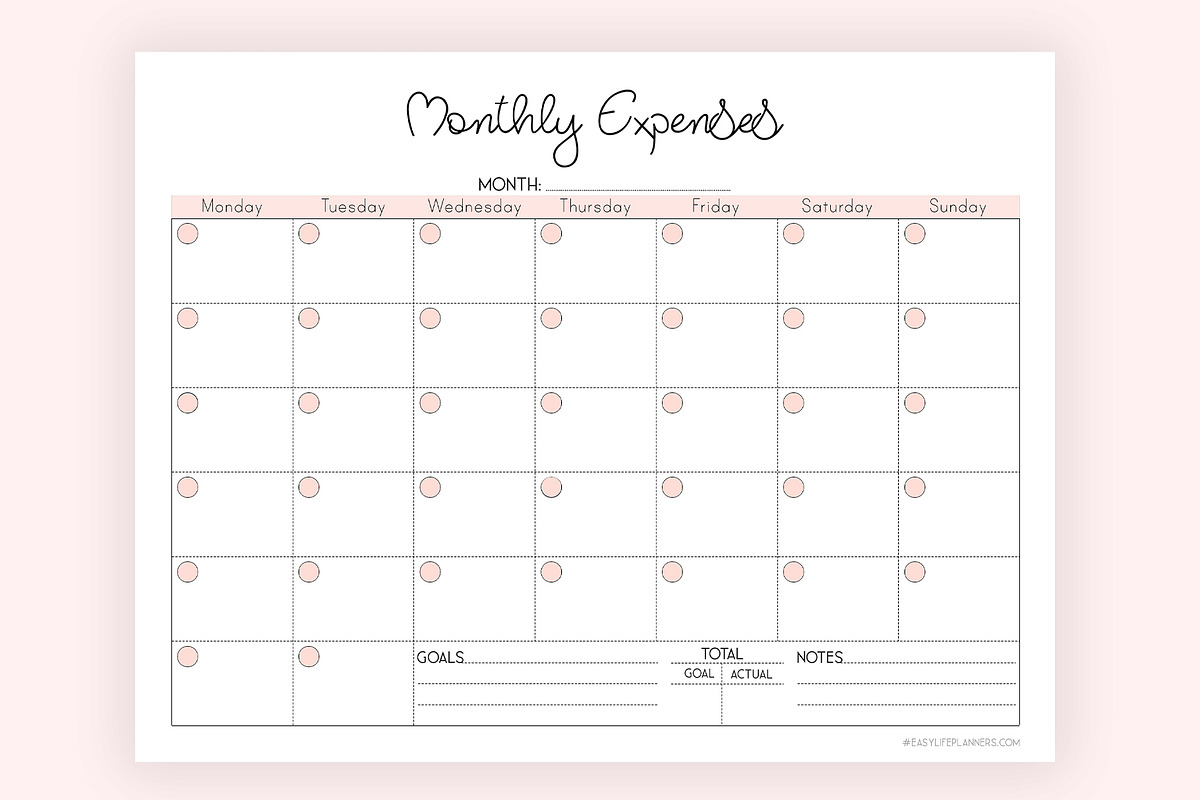 Monthly Expense Tracker PDF, a Stationery Template by EasyLifePlanners (Photo 3 of 4)