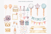 Watercolor Birthday Party Clipart, an Illustration by AquarelleSpace (Thumbnail 2 of 4)