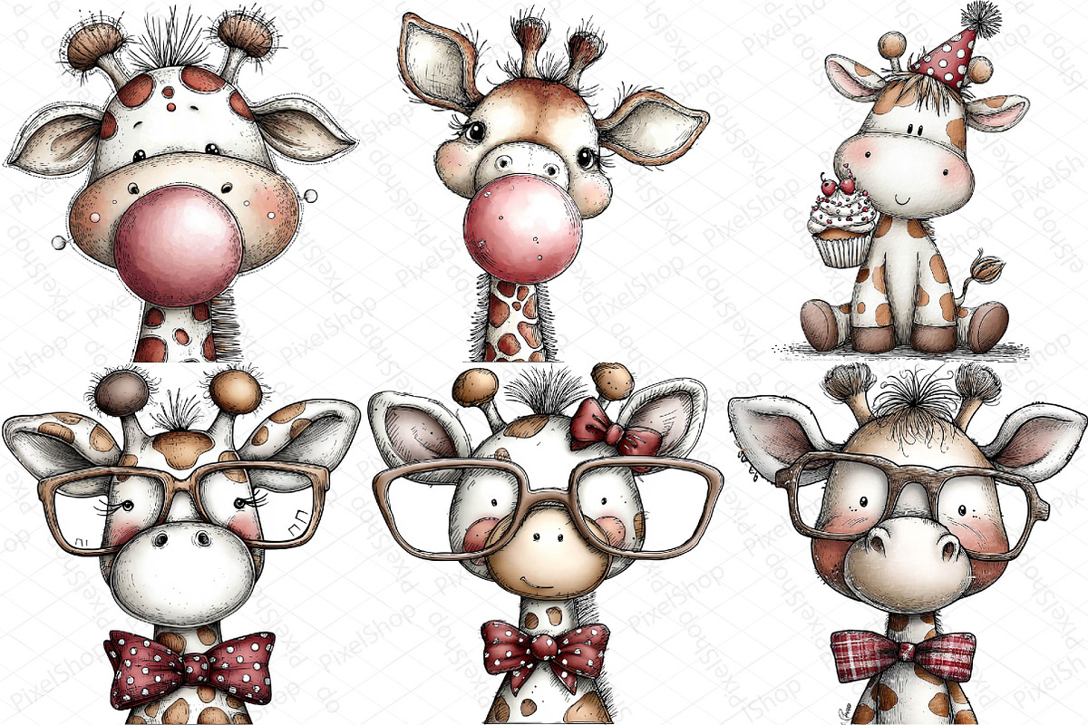 Cute Funny Giraffe - Whimsical Clipa, an Illustration by DreamPrint404 (Photo 2 of 6)