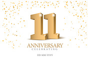 Anniversary 11. Gold card 3d numbers, a Decorative Illustration by Sunny (Thumbnail 1 of 3)