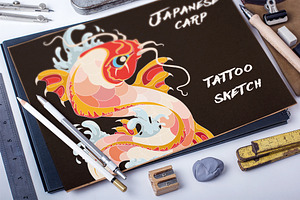 Tattoo illustration Japaneese carp