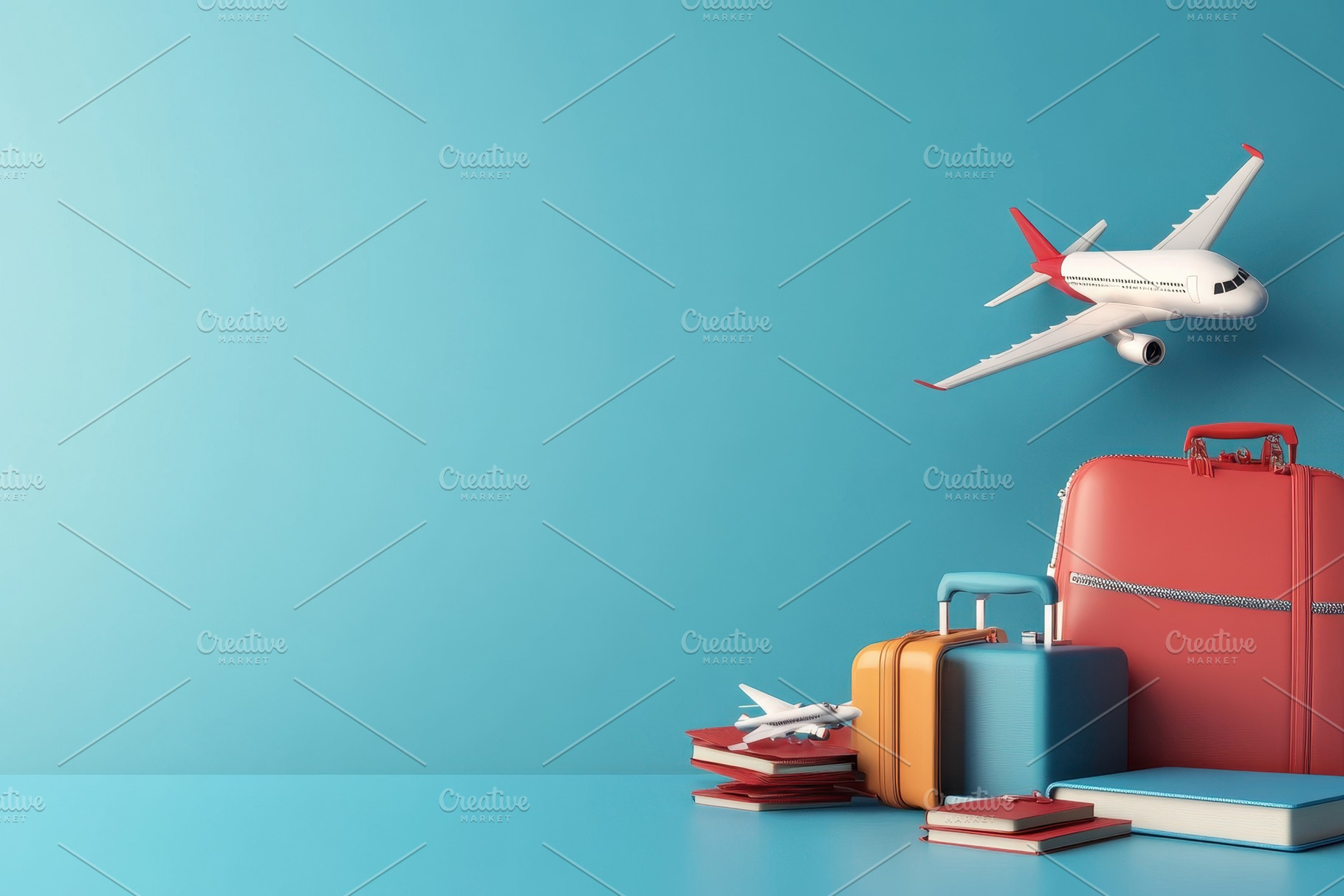 Luggage and planes on passport, a Photo by Pavel_design