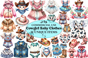 Watercolor Cowgirl Baby Clothes PNG, an Illustration by Craft Nest (Thumbnail 1 of 6)