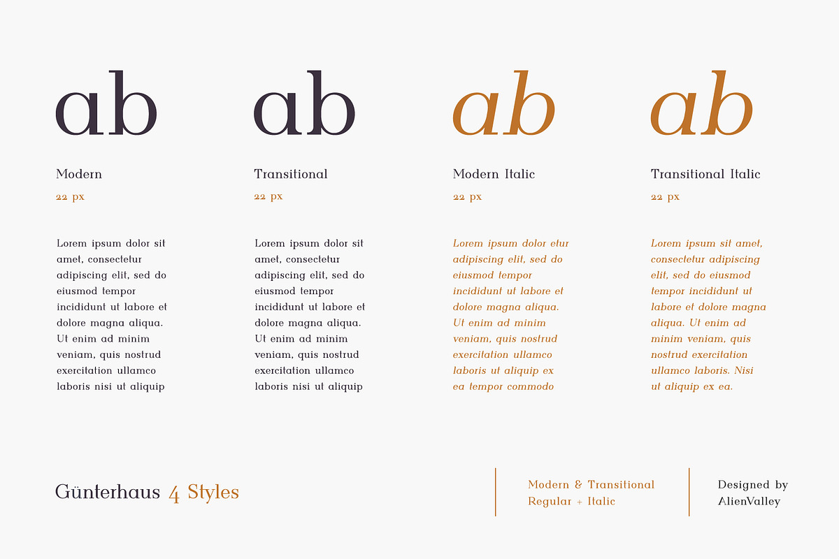 Gunterhaus - Modern & Transitional, a Serif Font by AlienValley ...