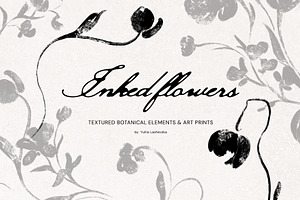 Inked Flowers: elements & art prints