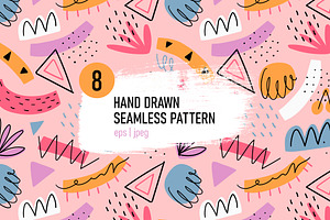 Kids hand drawn seamless pattern