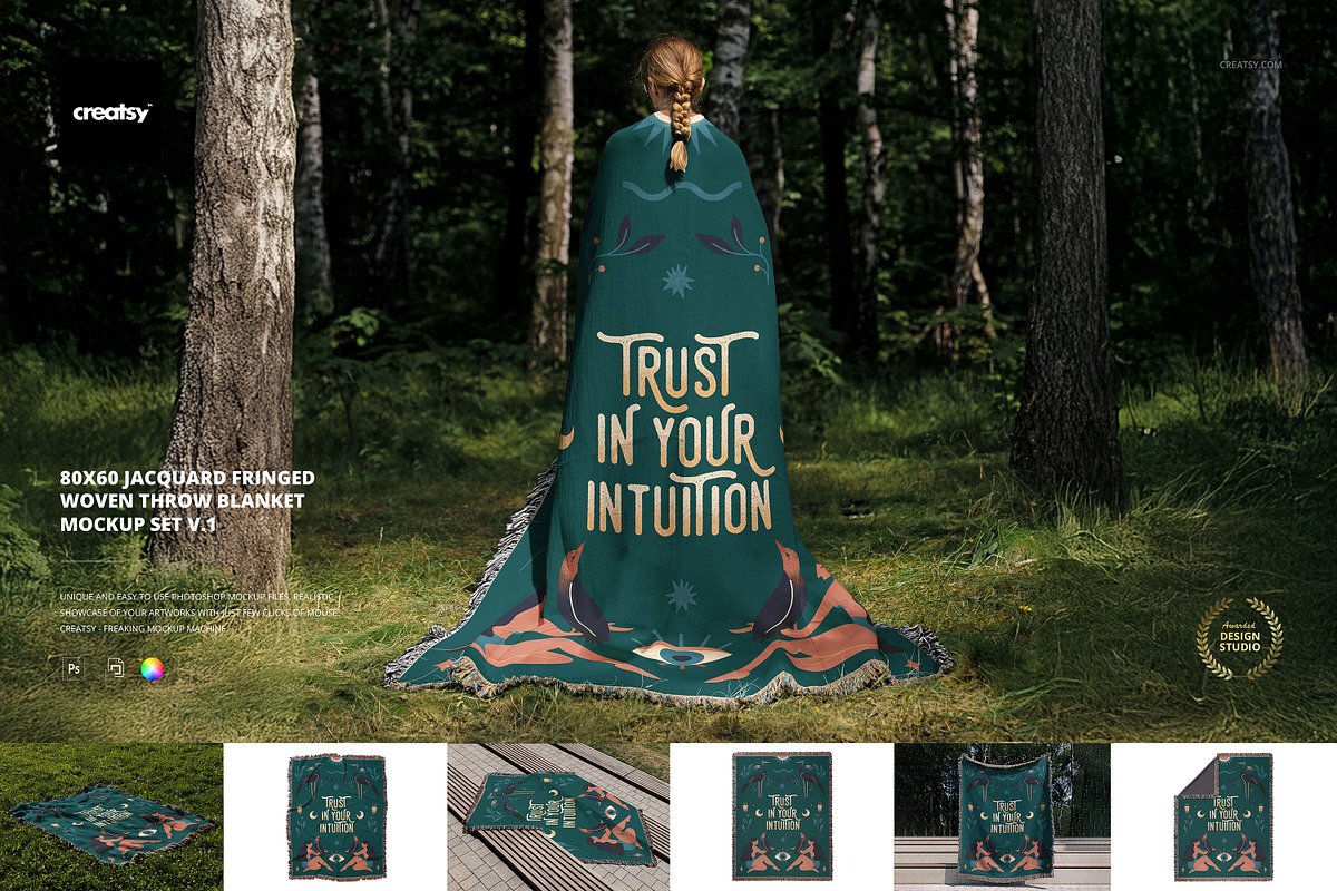 80x60 Jacquard Woven Blanket Mockup, a Merchandise Mockup by creatsy5 (Photo 1 of 12)