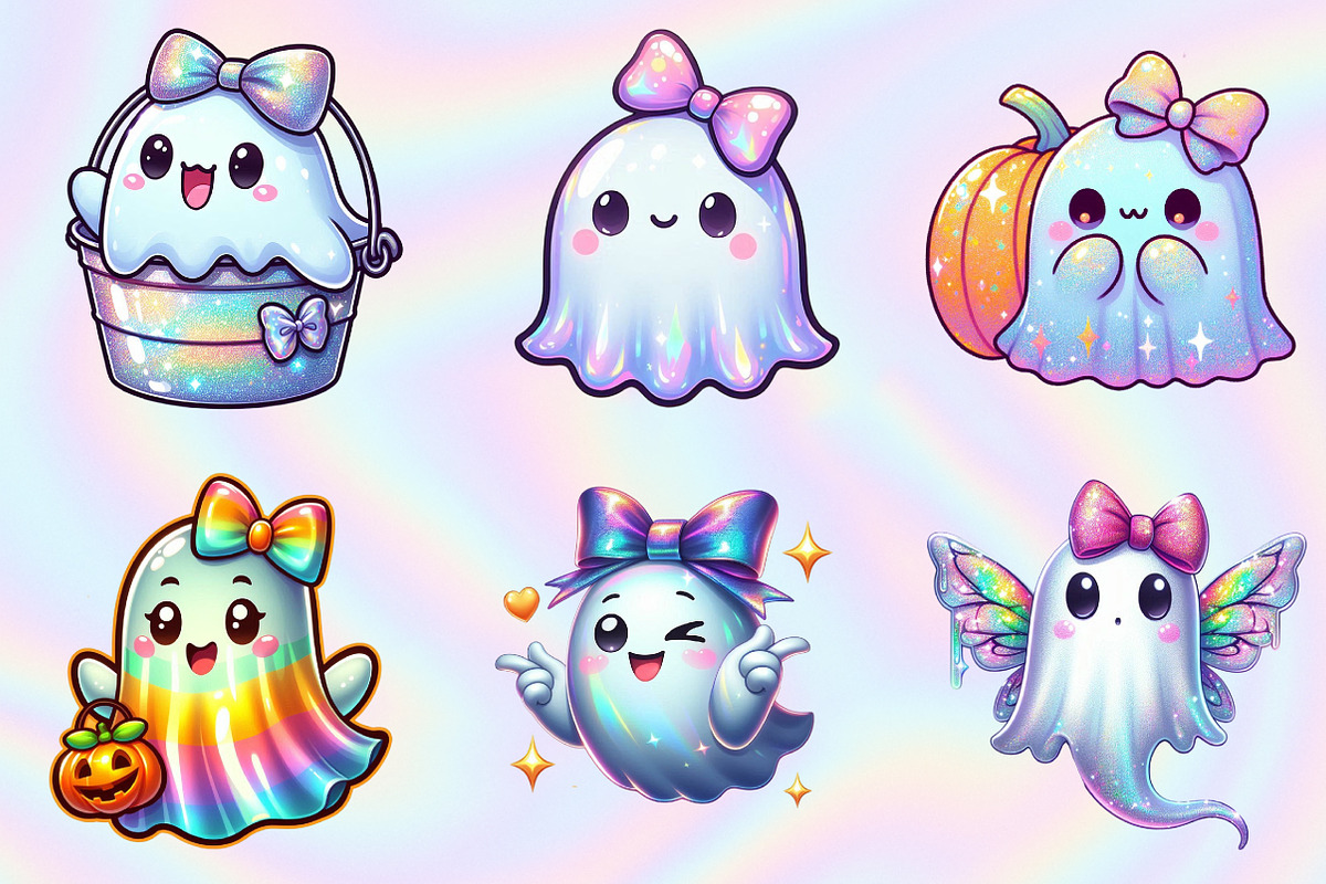 Halloween Iridescent Cute Ghost, an Illustration by RobertsArt (Photo 5 of 7)