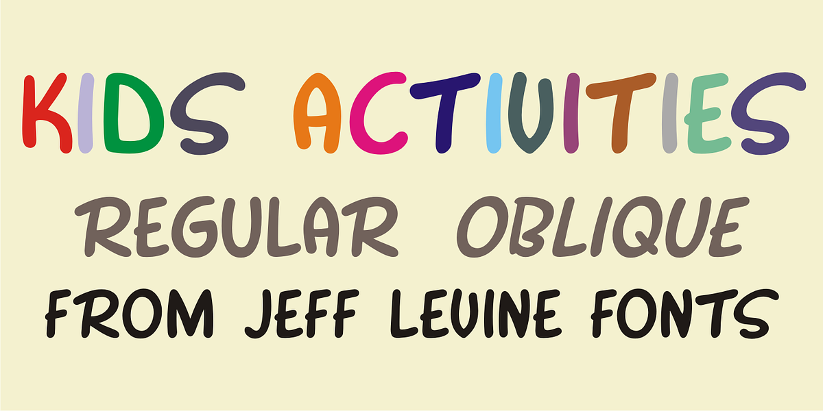 Kids Activities JNL, a Handwritten Font by Jeff Levine Fonts