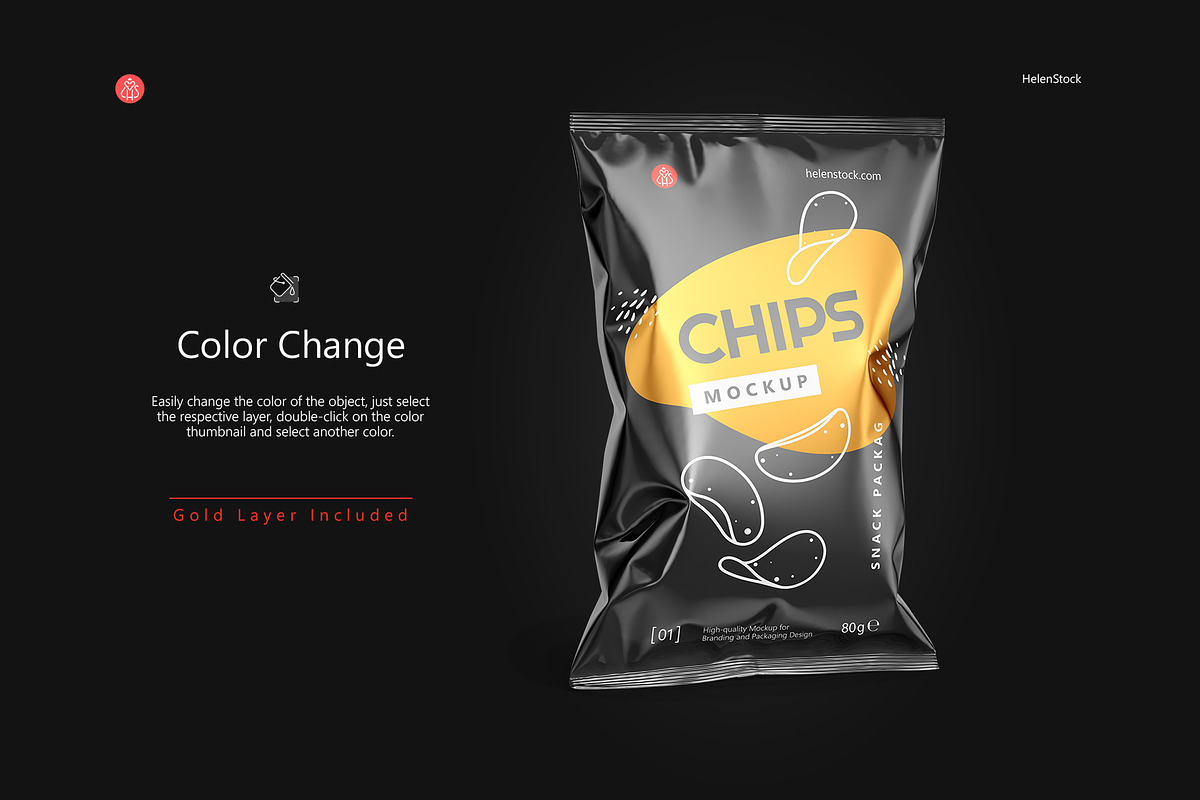 Glossy Snack Package Mockup Halfside, a Packaging Mockup by HelenStock (Photo 2 of 8)