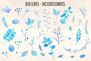 Delicate Blue Leaves Watercolors, a Decorative Illustration by Violet LeBeaux (Thumbnail 2 of 3)