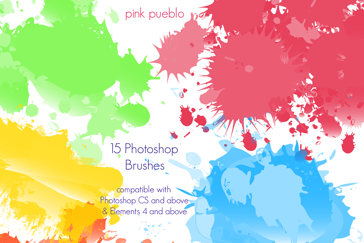 Paint Splatters Photoshop Brushes, a Brush Add-On by PinkPueblo (Photo 1 of 2)