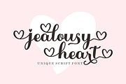 Jealousy Heart Script, a Script Font by Bosstype Studio (Thumbnail 1 of 8)