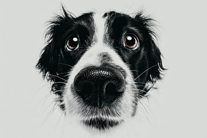 Close-up portrait of a black and white dog with big curious eyes, an Animal Photo by José Manuel Gelpi